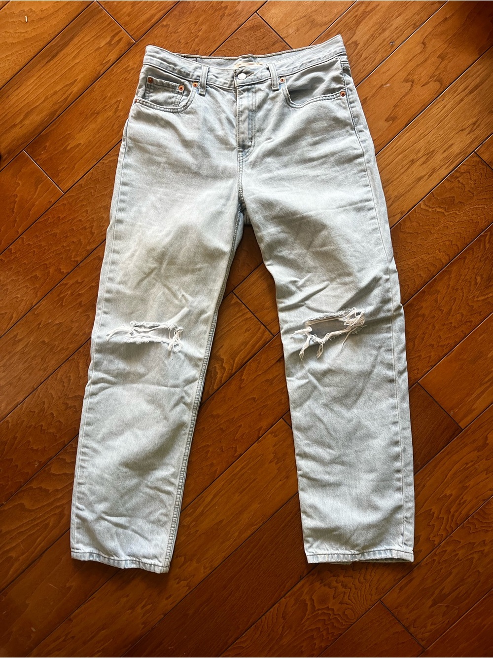 Levi's Light Blue Wide Leg Distressed Jeans